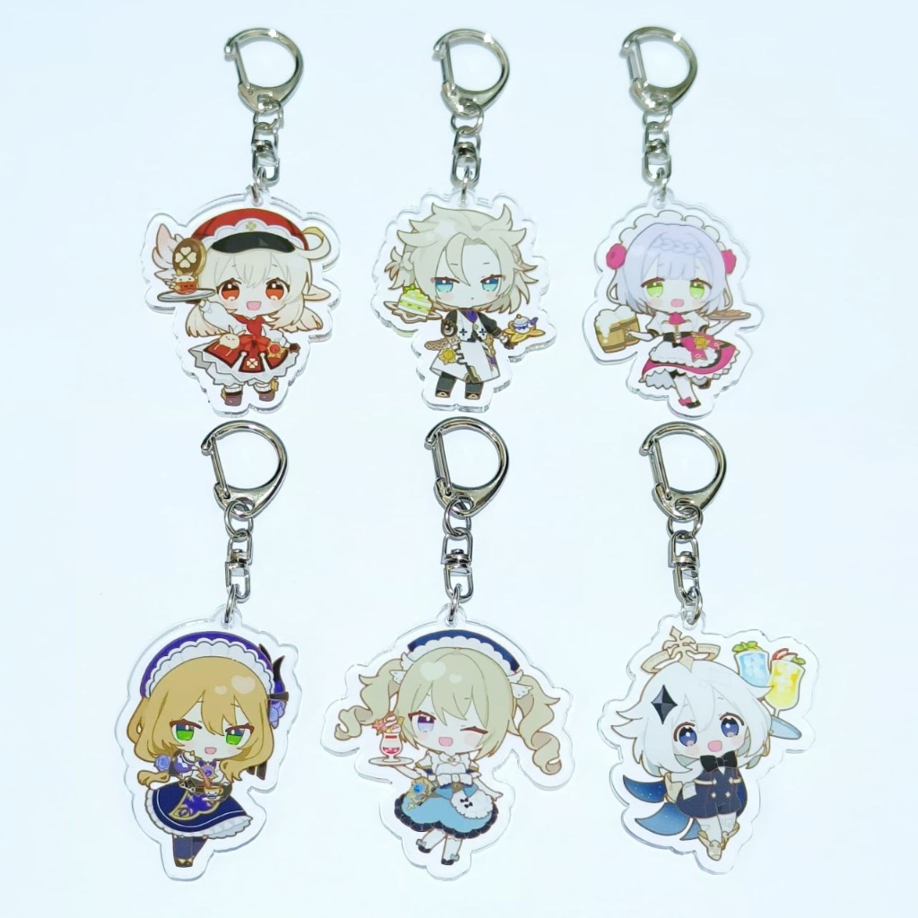 GANTUNGAN Genshin Impact Maid Keychain Transparent Acrylic Keychain