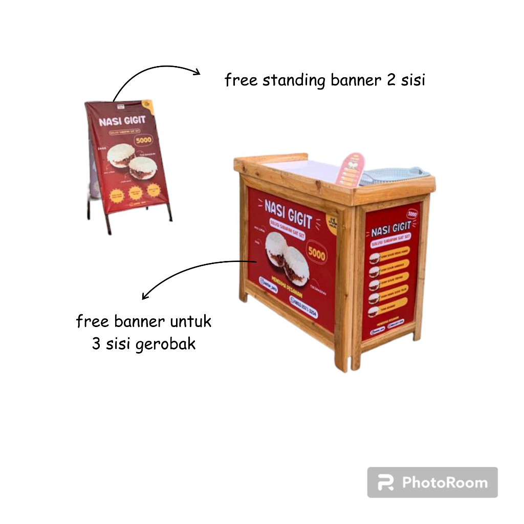 Folding Model Wooden Portable Booth Selling Portable Rombong Folding ...