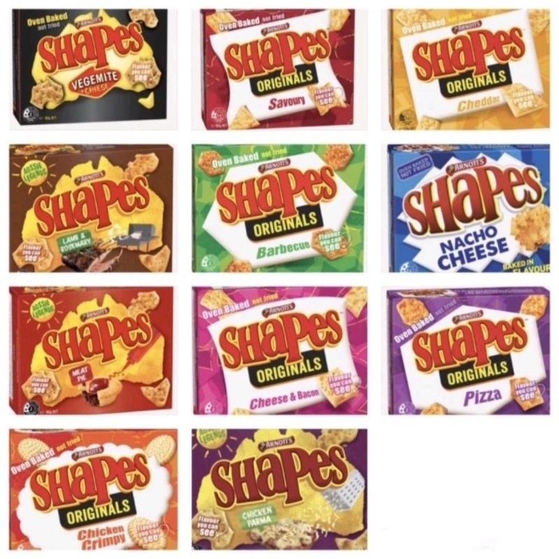Arnotts Shapes Biscuit Original Cheese Crackers Pizza Nacho Vegemite ...