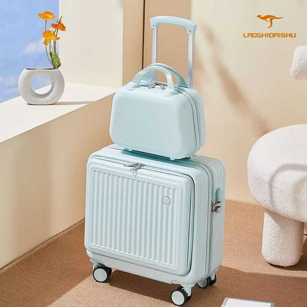Laoshidaishu Mini Pilot Suitcase 18 Inch Double Pin Cabin Size Light