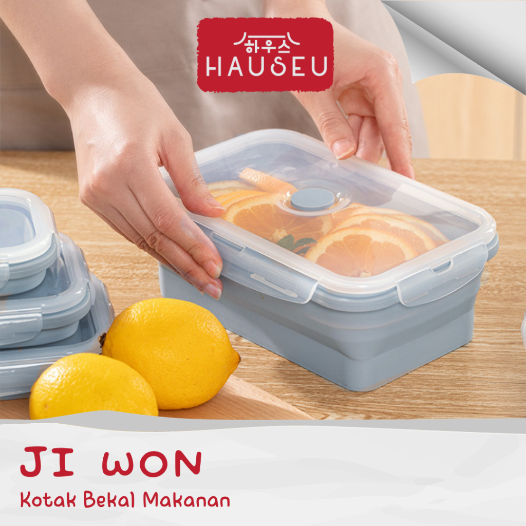 [HAUSEU]JI Won Airtight Folding Silicone Container Set Aesthetic Lunch