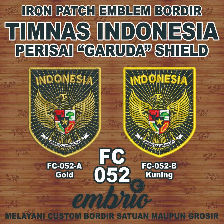 Fc-052 Indonesian National Team Patch Emblem Embroidery logo garuda ...