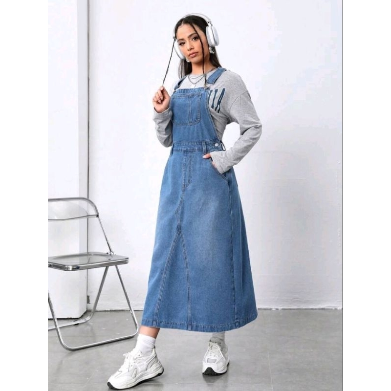 Denim overall outlet skirt xl