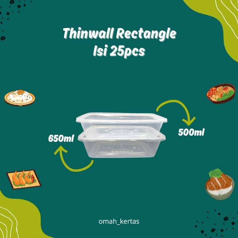 Thinwall Rectangle 500ml/ 650ml 750ml (Contents 25 pcs) | Shopee Malaysia