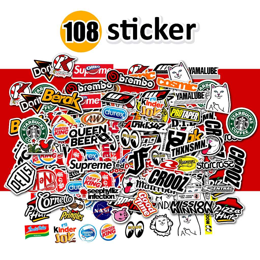 Sticker CASE CONTENTS 108 PCS RANDOM WATERPROOF STICKER FOR LAPTOP CASE ...