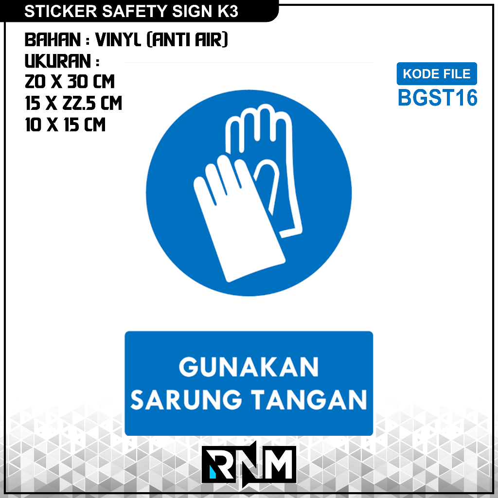 RAMBU K3 BLUE SAFETY SIGN STICKER USES GLOVES | Shopee Malaysia
