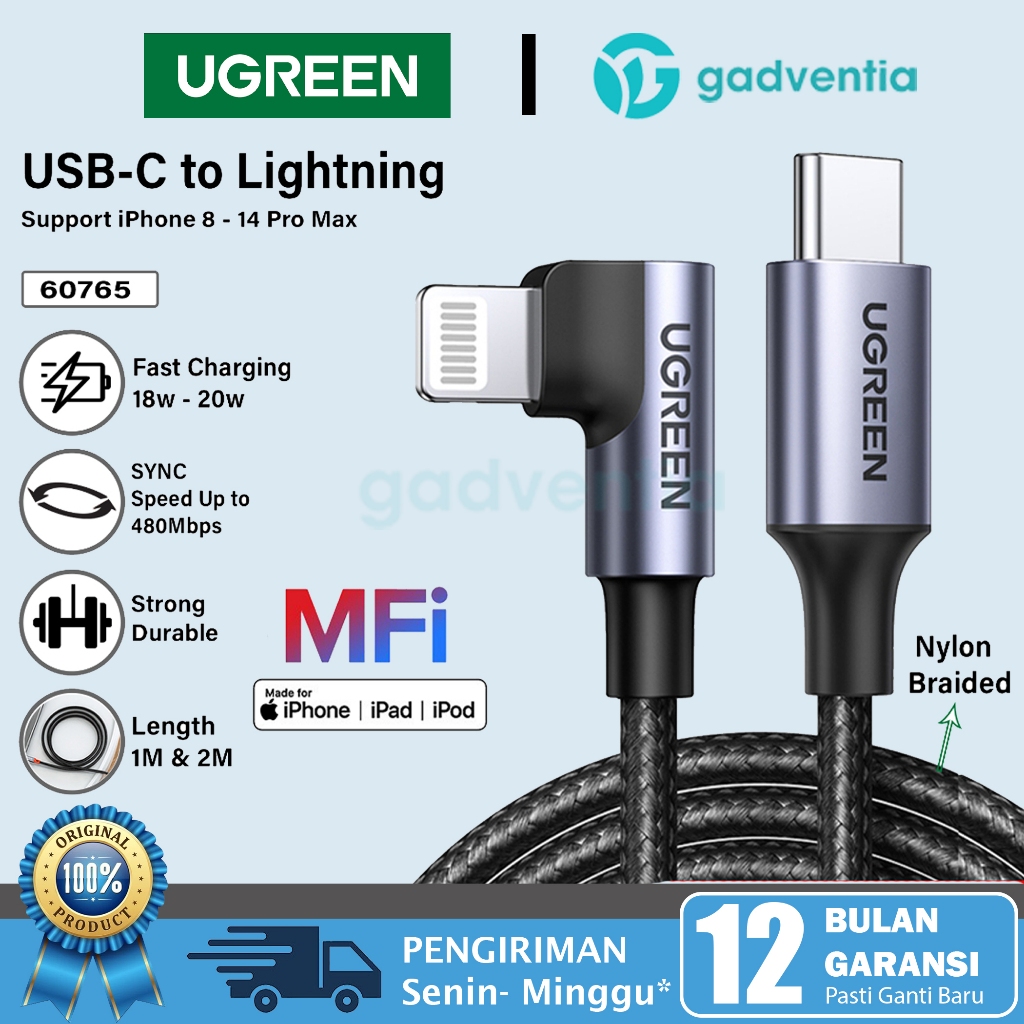 Ugreen Charging Cable iPhone 11 12 13 14 Pro Max Gaming Mfi Type C To