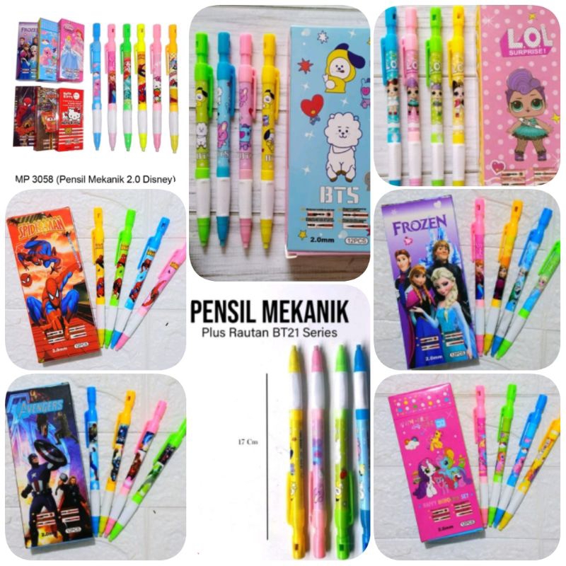 Mechanical pencil + sharpener BTS, frozen, LOL spiderman, avengers ...