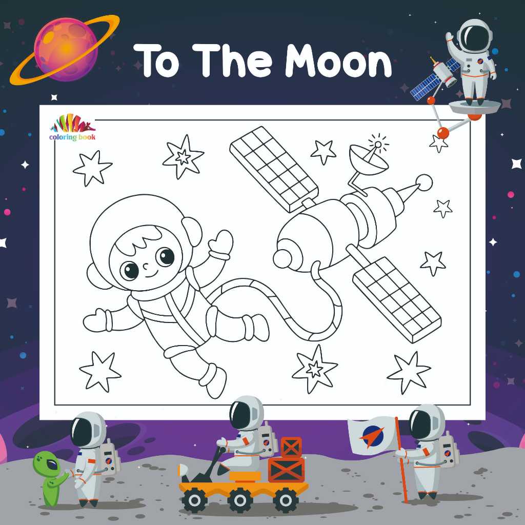 Coloring Paper/COLORING/Drawing Paper/TO THE MOON/Kindergarten ...