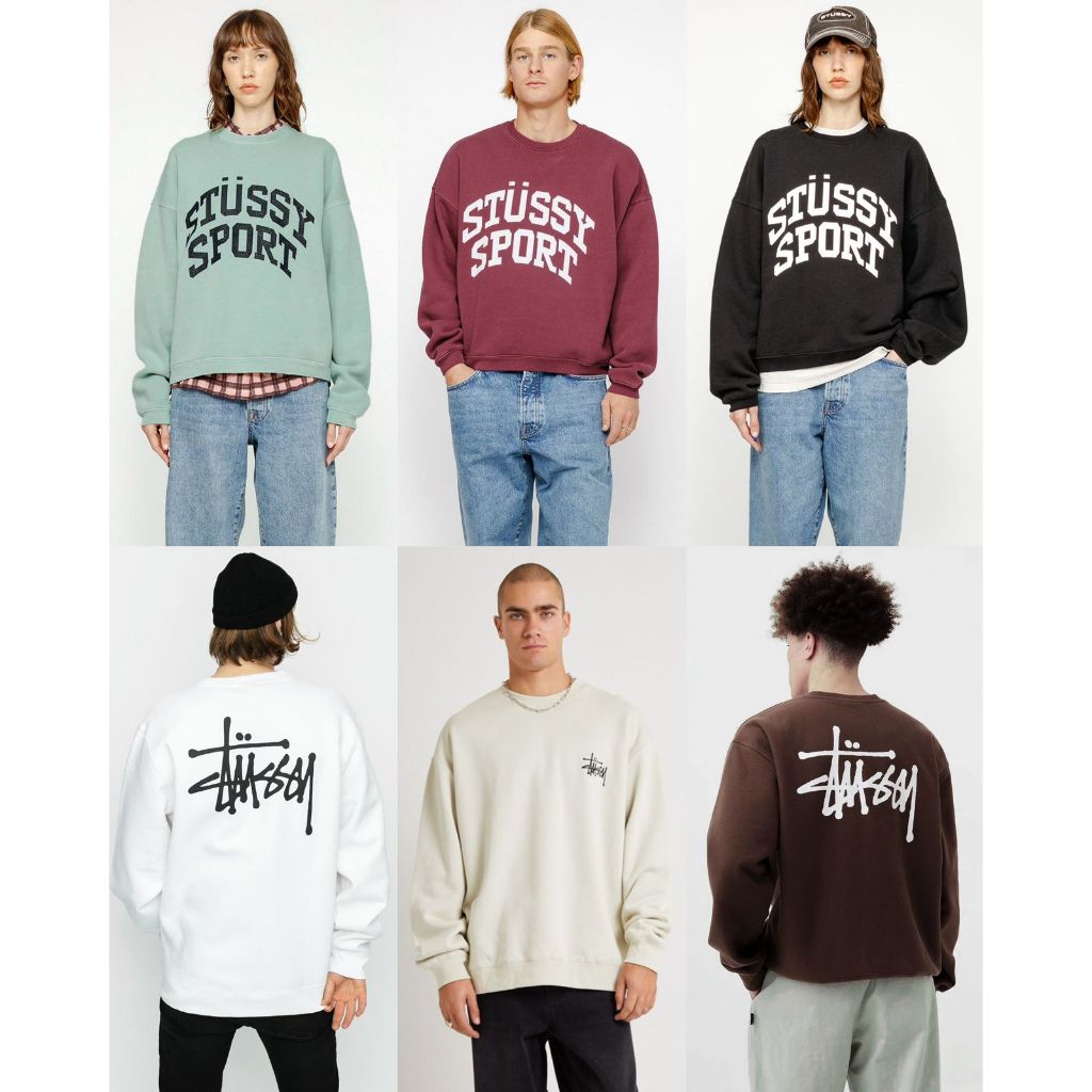 Stsy Big Crackle Sport Crewneck & Basic Logo Sweatshirt