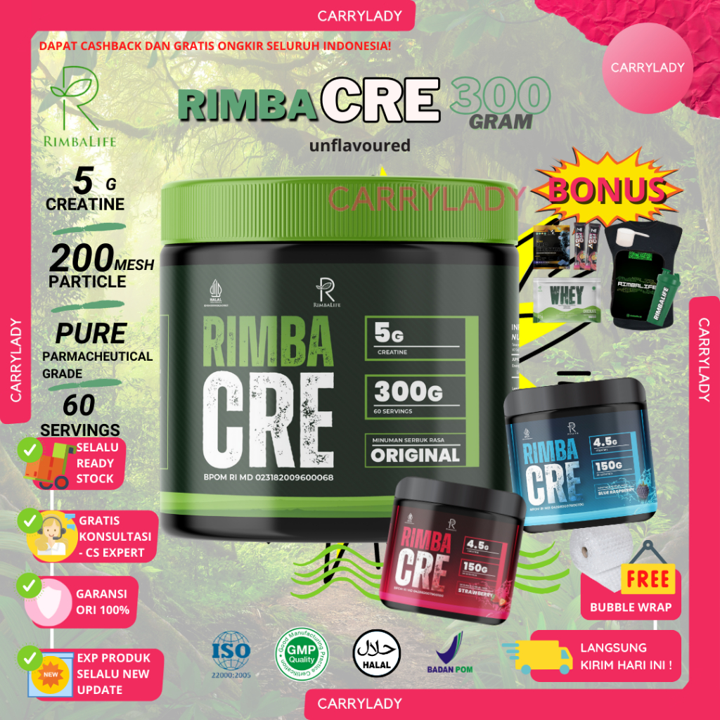 Rimbalife RIMBA CRE RIMBA CREATINE RIMBACRE MONOH0YDRATE 300 GRAM 300GR ...