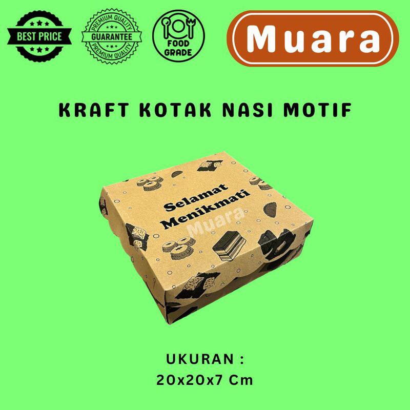 Kraft Rice Box Motif 7cm High/Box Rice Box Cake Catering | Shopee Malaysia