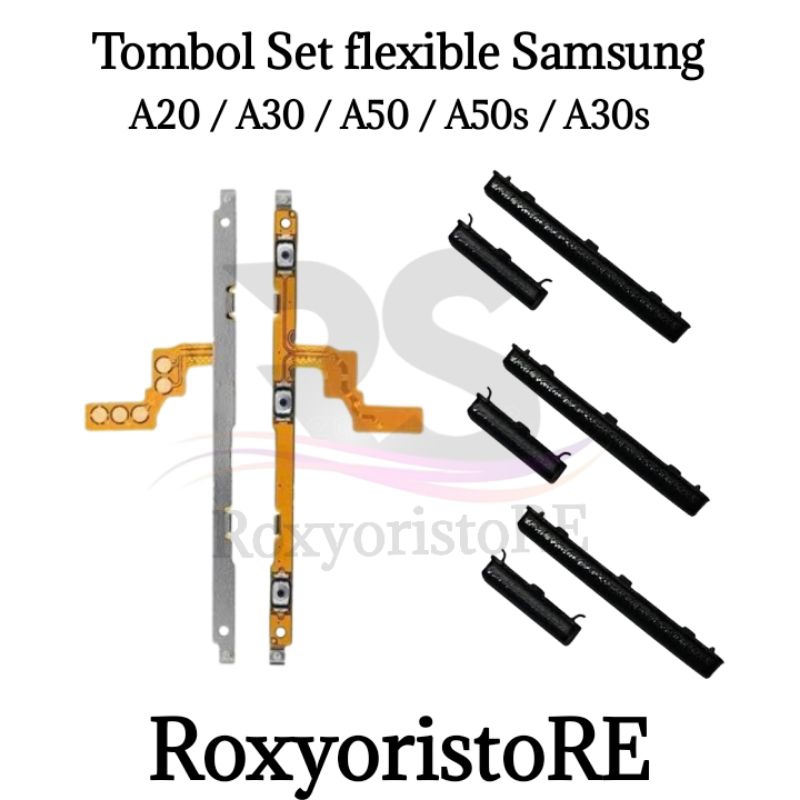 TOMBOL Full set flexible On Off Volume buttons Samsung A20 / A30 /A30S ...