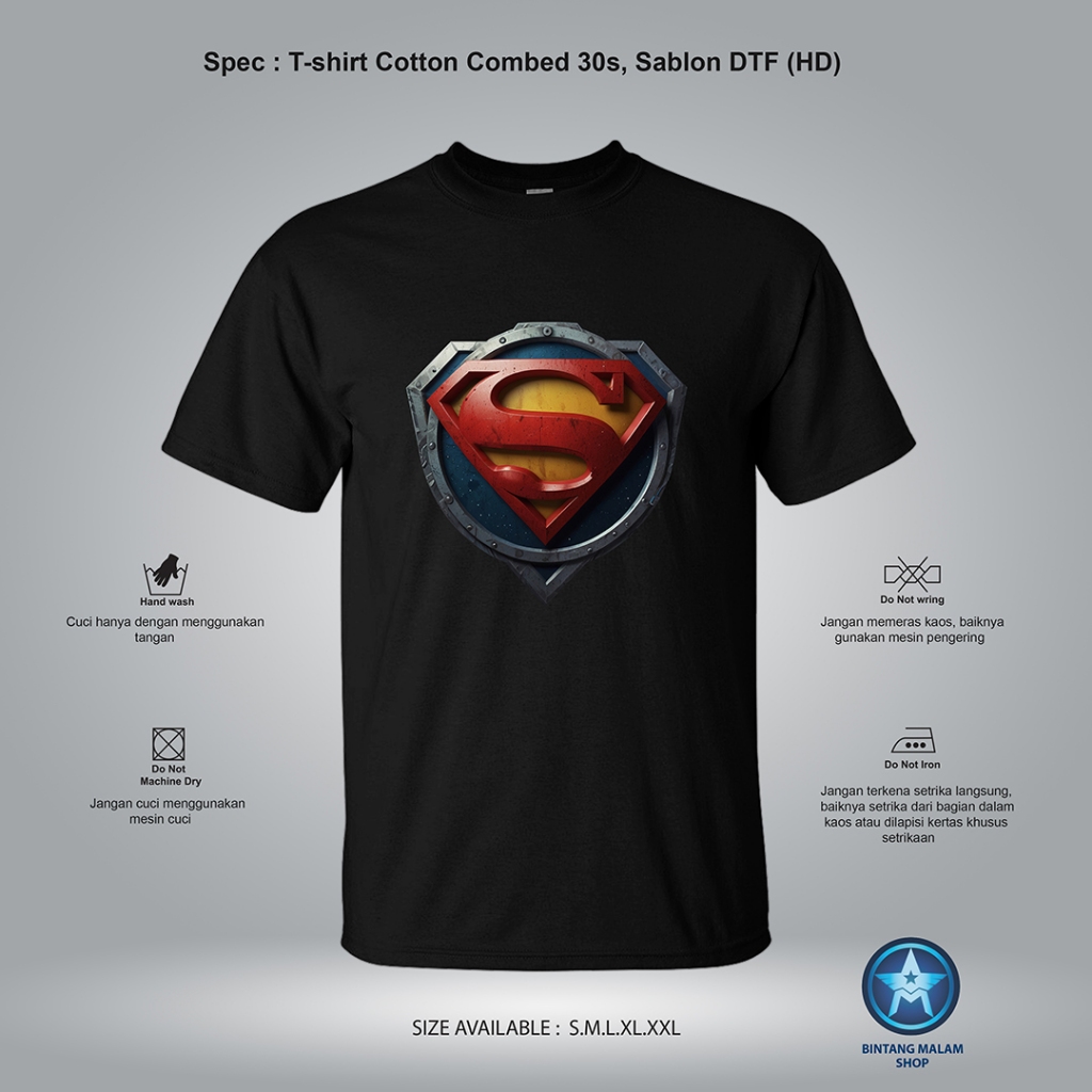 Superman LOGO 3D COTTON COMBED 30S T Shirt DISTRO Quality Shopee Malaysia
