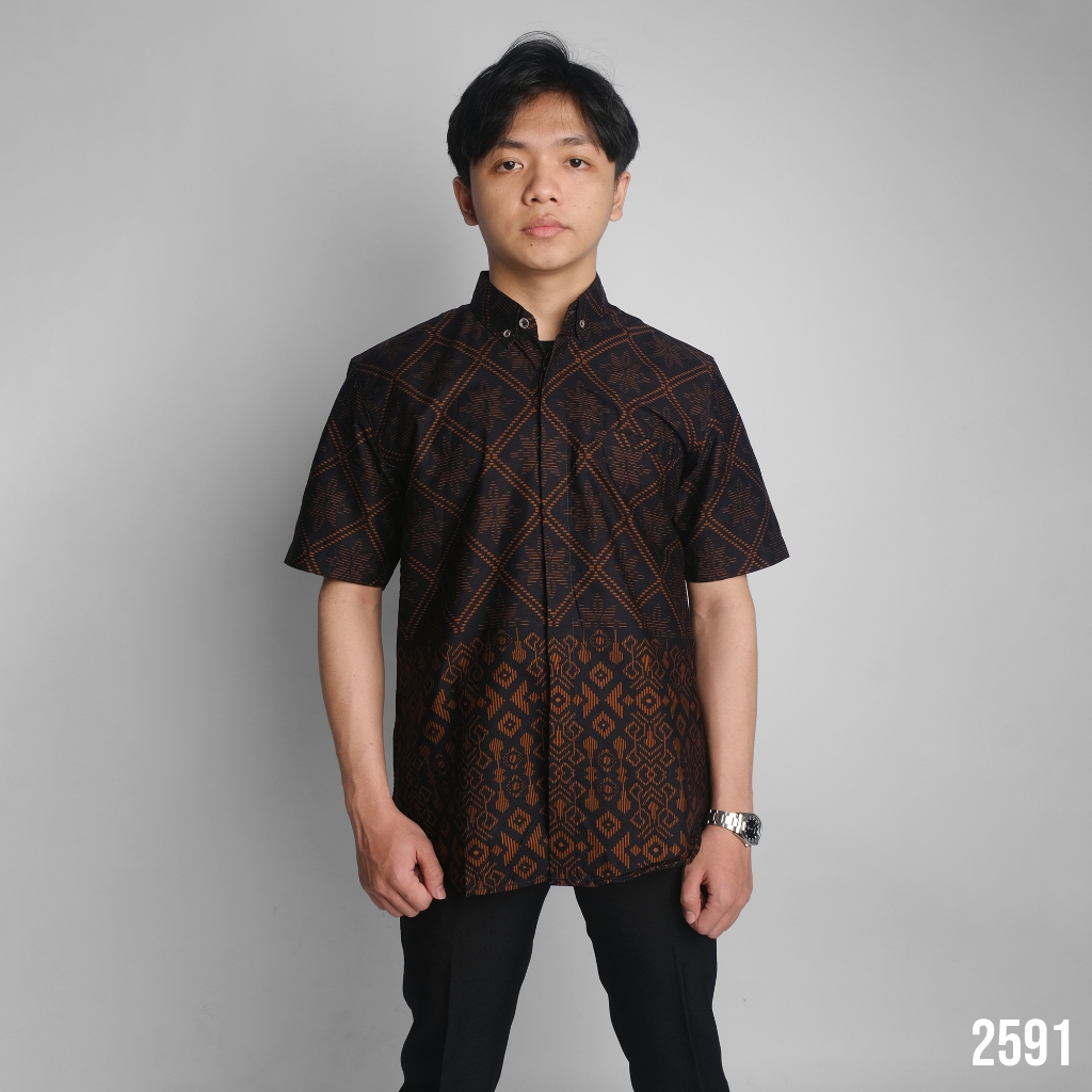 KEMEJA Dgm Premium Puring Layered Short Men's Batik Shirt Tribal Brown ...