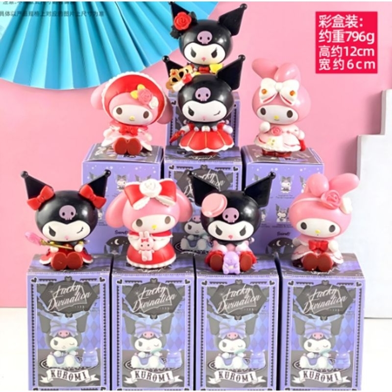 Sanrio Action Figure Display Kuromi Rose Character Set Blind box cake ...