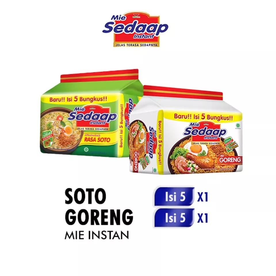 Soto Sedaap Noodles 75 Gr Contents 5 Fried Sedaap Noodles 90 Gr