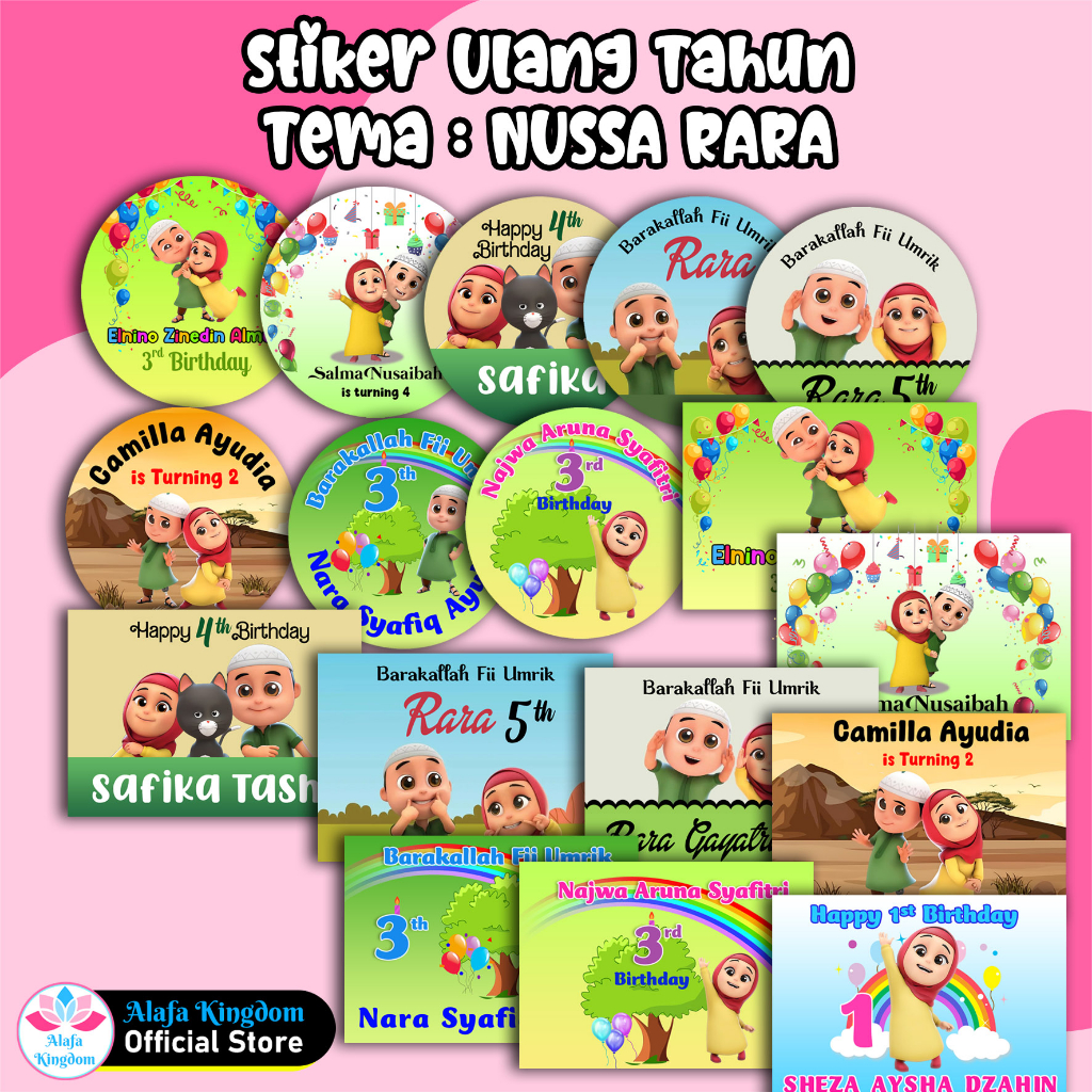 AlafaKingdom Birthday Stickers Nussa Rara Birthday Custom Stickers ...