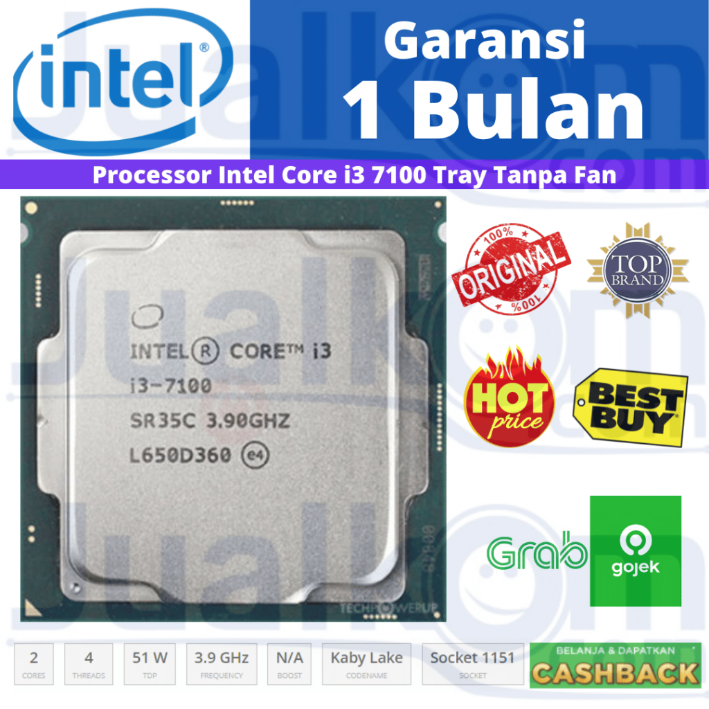 Intel Core i3 7100 Tray 3.9Ghz Processor Without Fan | Shopee Malaysia