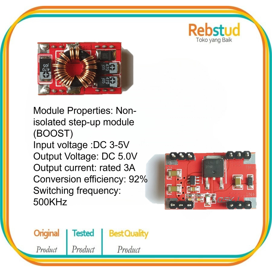Step-up Module Mini DC-DC Boost Converter Input 4.2V Output 5V 3A 40mV ...