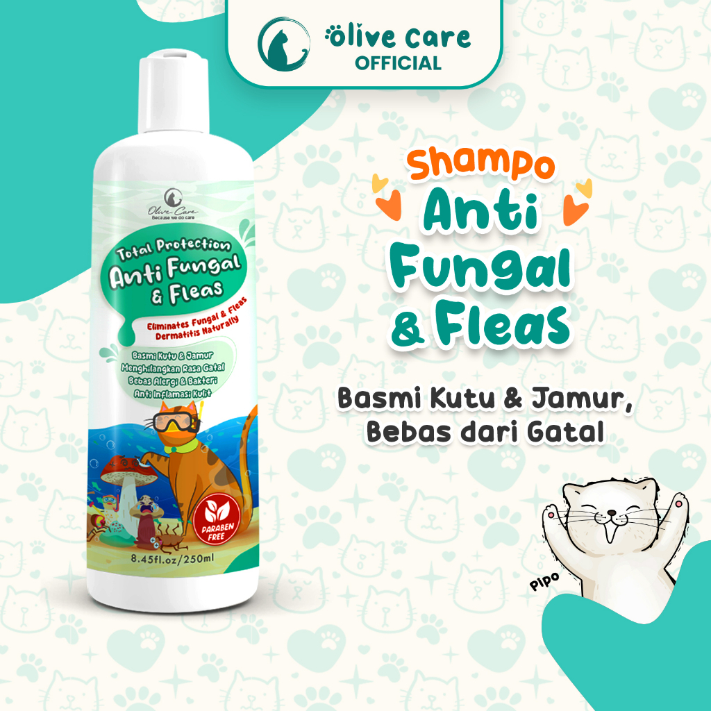 Image showcasing Olive Care Cat Shampoo Total Protection ANTI FUNGAL & FLEAS for Fungus ...