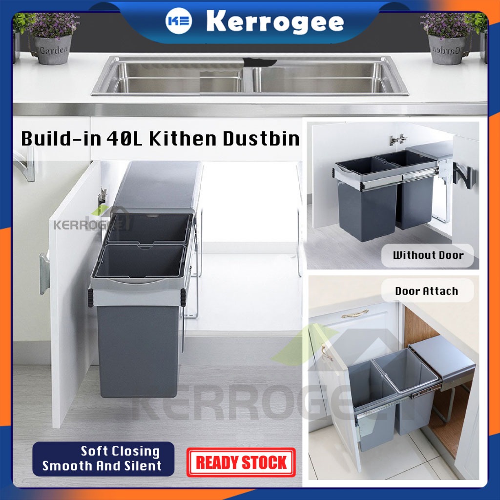 Closed Plastic Trash Can Kitchen Dust Bin 40L/Waste Bin With