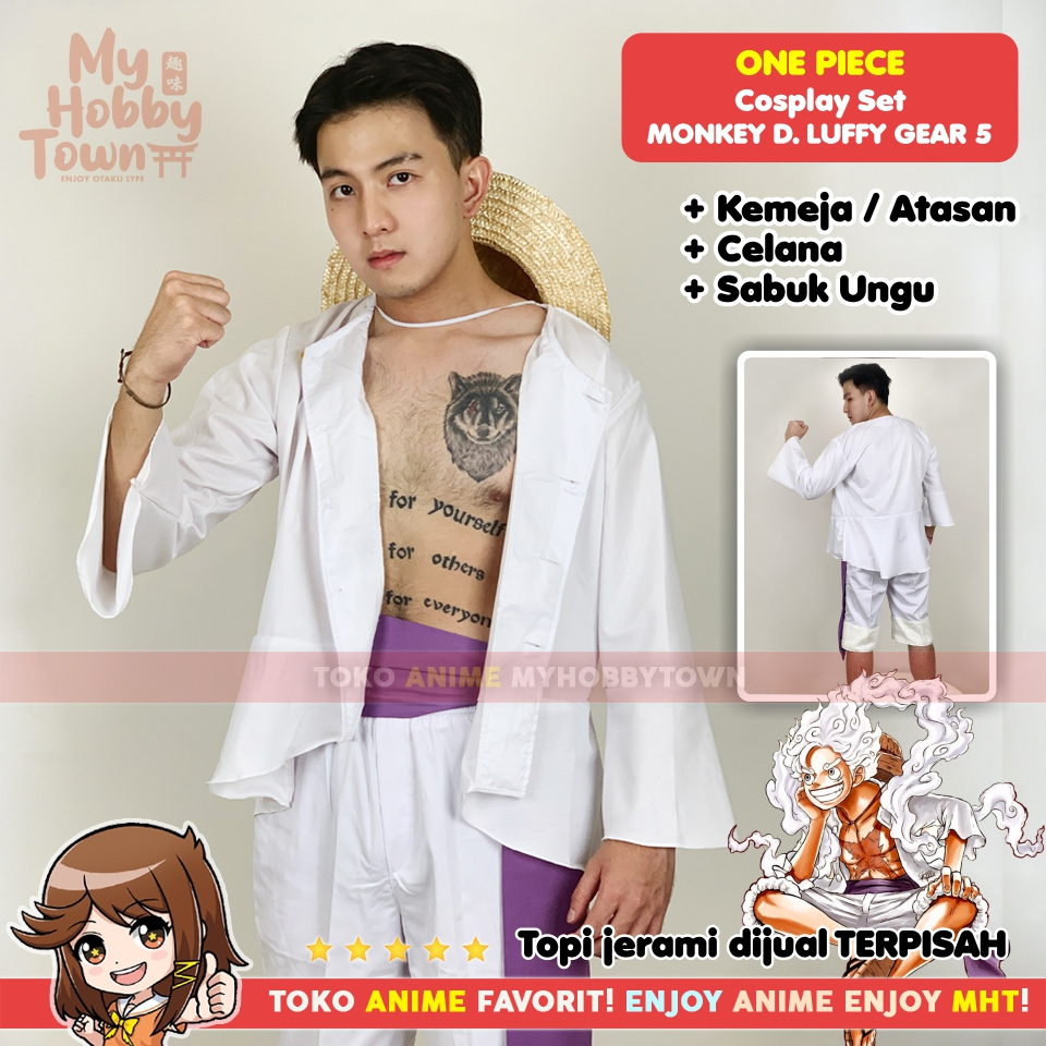 One Piece Luffy Gear 5 Cosplay, Monkey D. Luffy Joyboy Costume Set for  Adults Halloween, Sun God Nika Costume