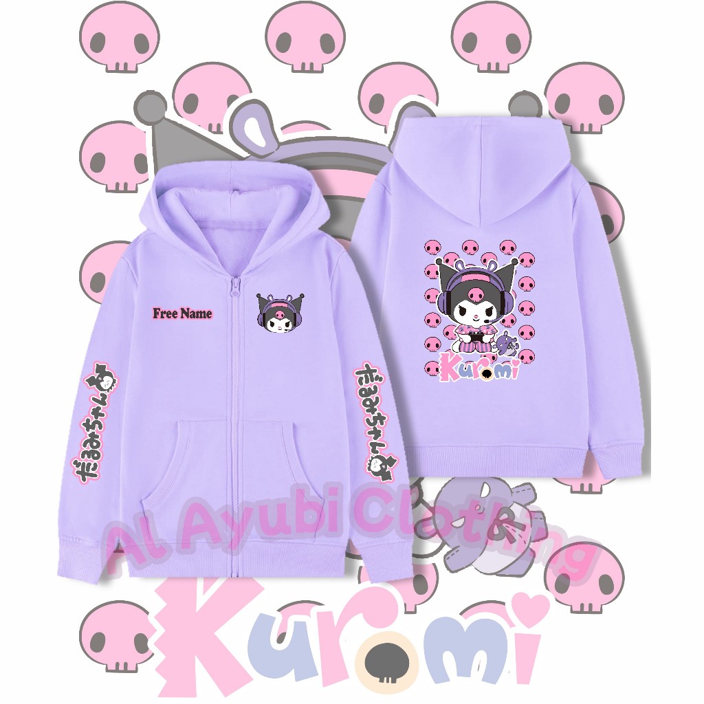 Kuromi Oversized Hoodie Jacket – Unisex Cotton Pullover Coat, Black/Gray, New