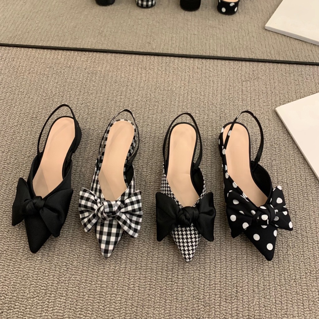 KOREAN LUXURY Women's Ribbon Heel Sandals with Back Strap | Shopee Malaysia