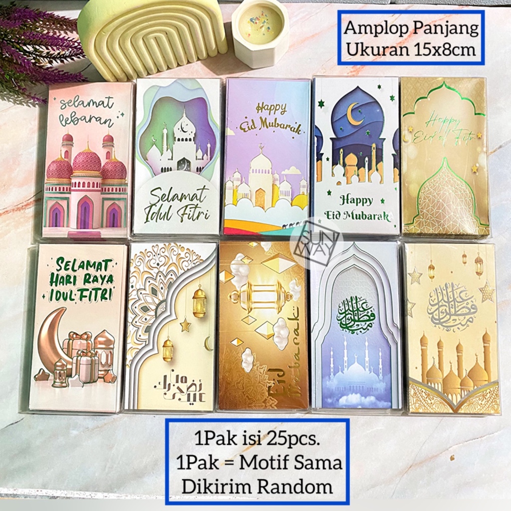(1 Pack of 25pcs) Long Eid Al-Fitr Envelopes / Eid Al-Fitr Envelopes ...