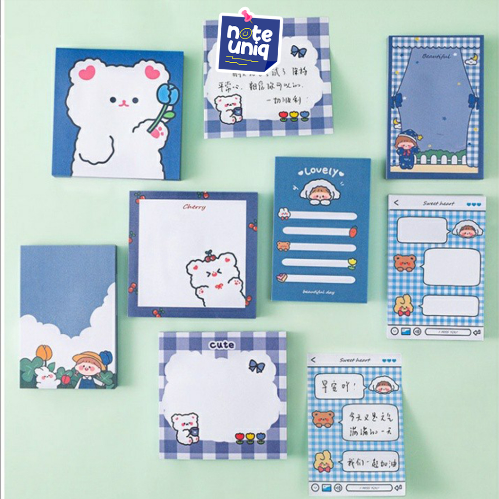 Stiky Note Blue Bear (80 Sheets) | Character Paste Paper | Stiky Note ...