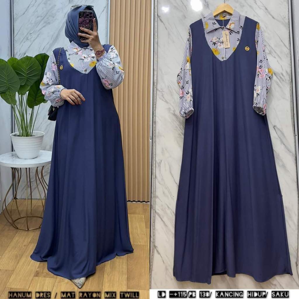 Hanum HANAMI DRESS GAMIS overall rayon Beautiful motif Now For lebaran ...