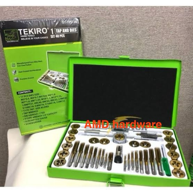 Original TEKIRO JAPAN HAND TAP AND DIES SET 40pcs Senai Tools Thread ...