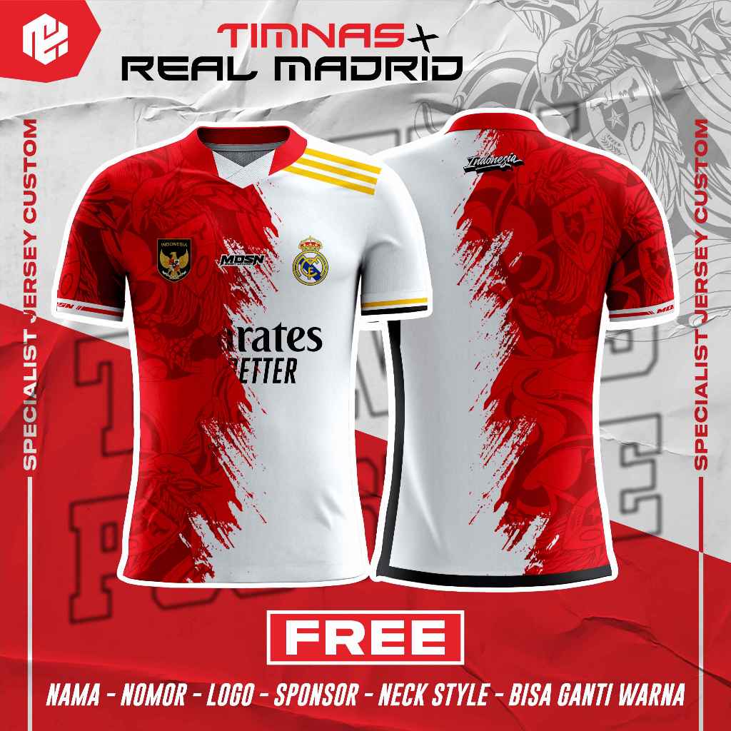 Indonesian NATIONAL TEAM COMBINATION JERSEY X REAL MADRID / CUSTOM