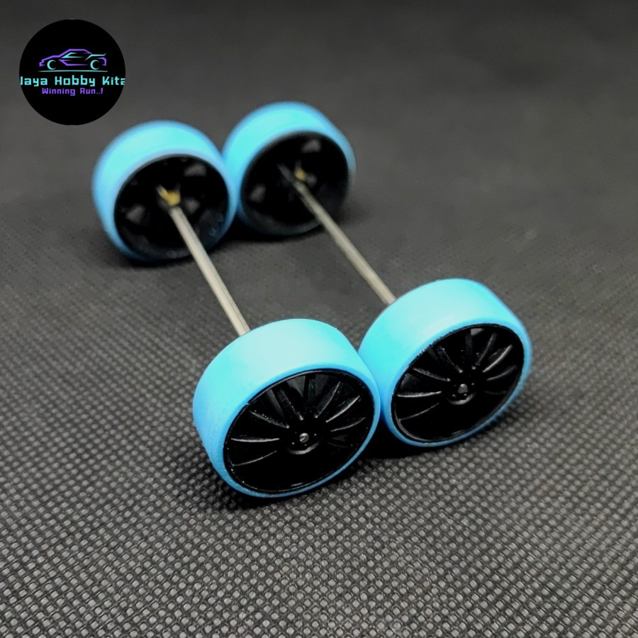 Tamiya Lathe Tires STO Fin Dish Rims Hard Tires Blue TMAC Original ...