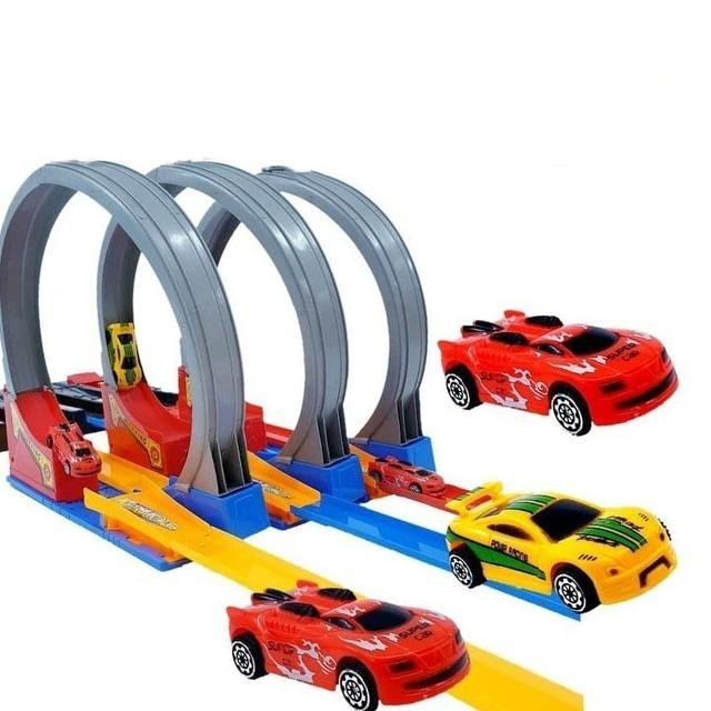 Track 3 Lane Toy track racing Car 3 Lane Lightning hotwheel roller ...