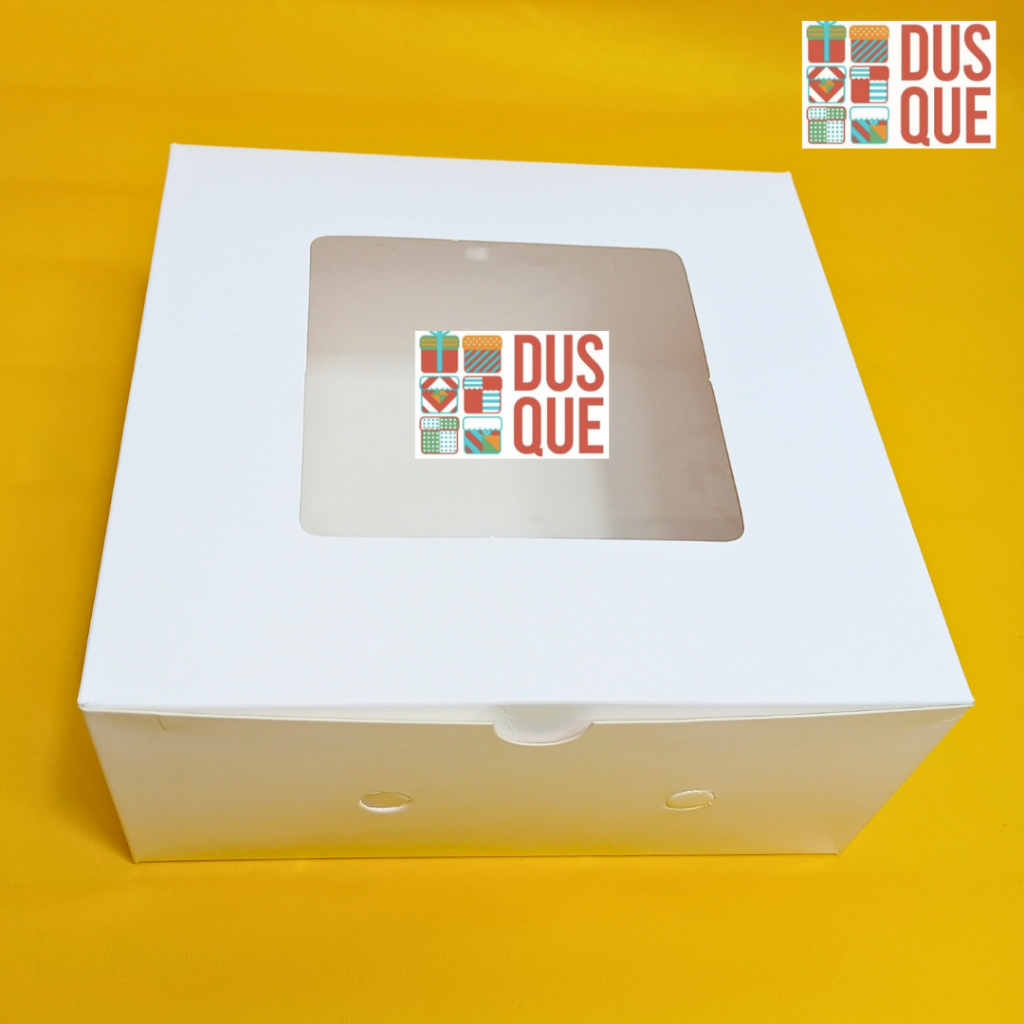 PUTIH Plain Ivory Cake Box 25x25x12 cm White Ivory Premium Window ...