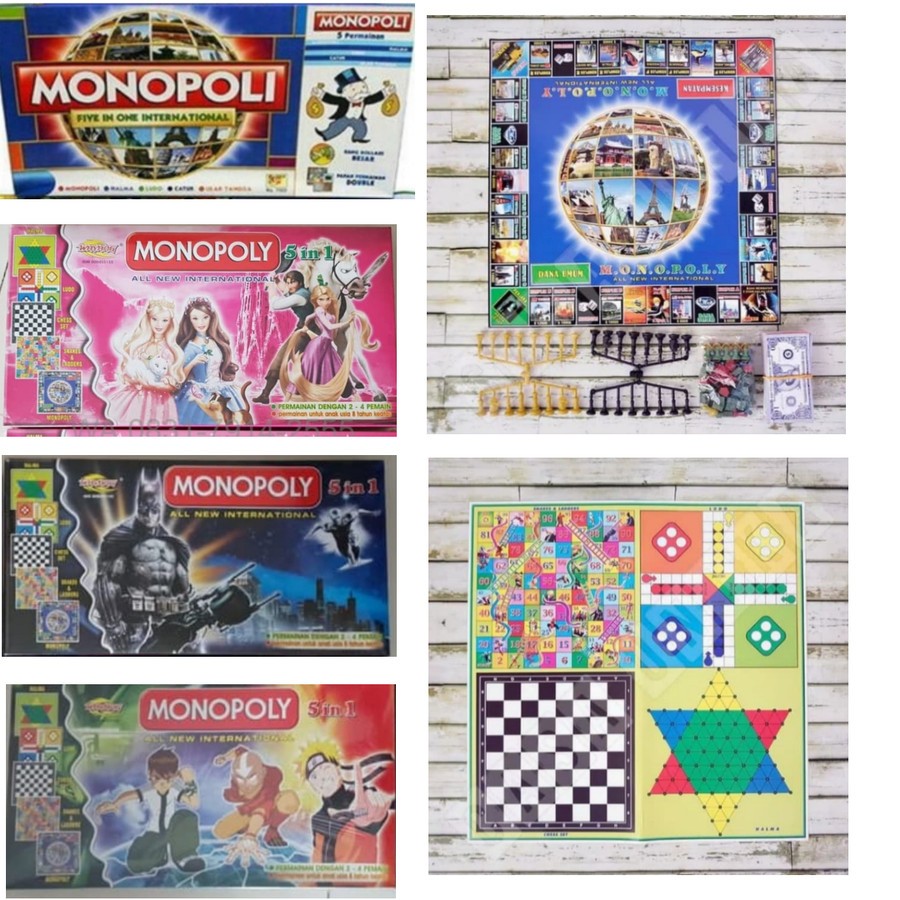 Monopoly 5 In 1 Monopoly, Halma, Chess, Snake Ladder, Ludo Monopoly ...