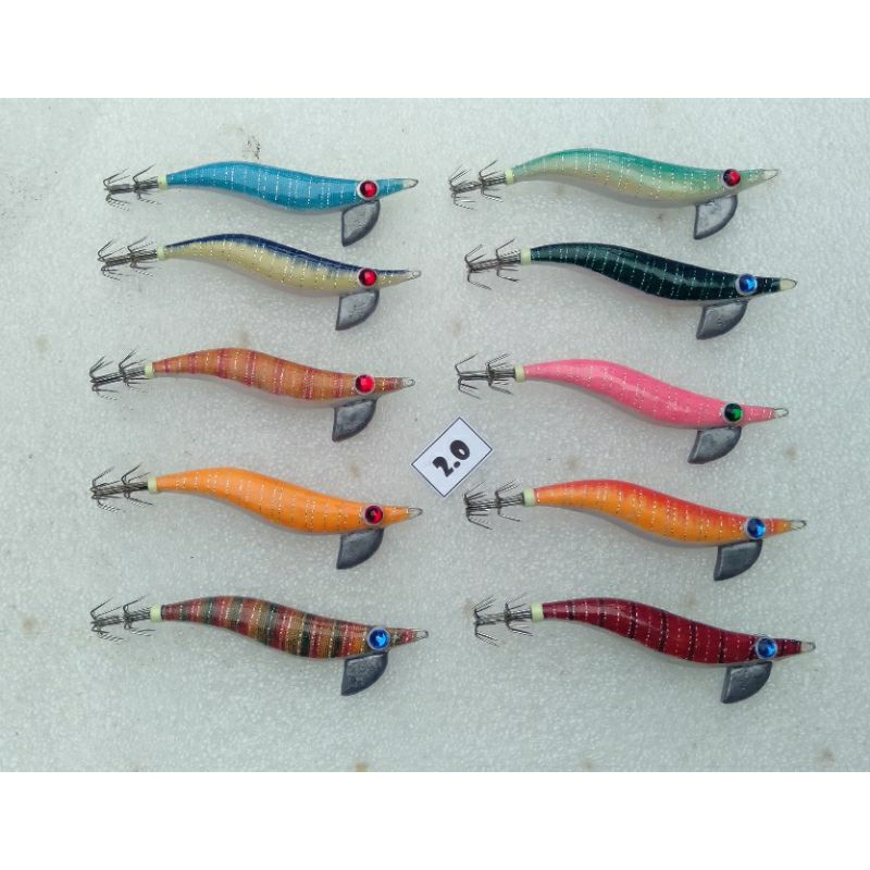 Squidjig Size 2.0 Egi Handmade Lbk Shrimp/ Squid Bait/ (Can request ...