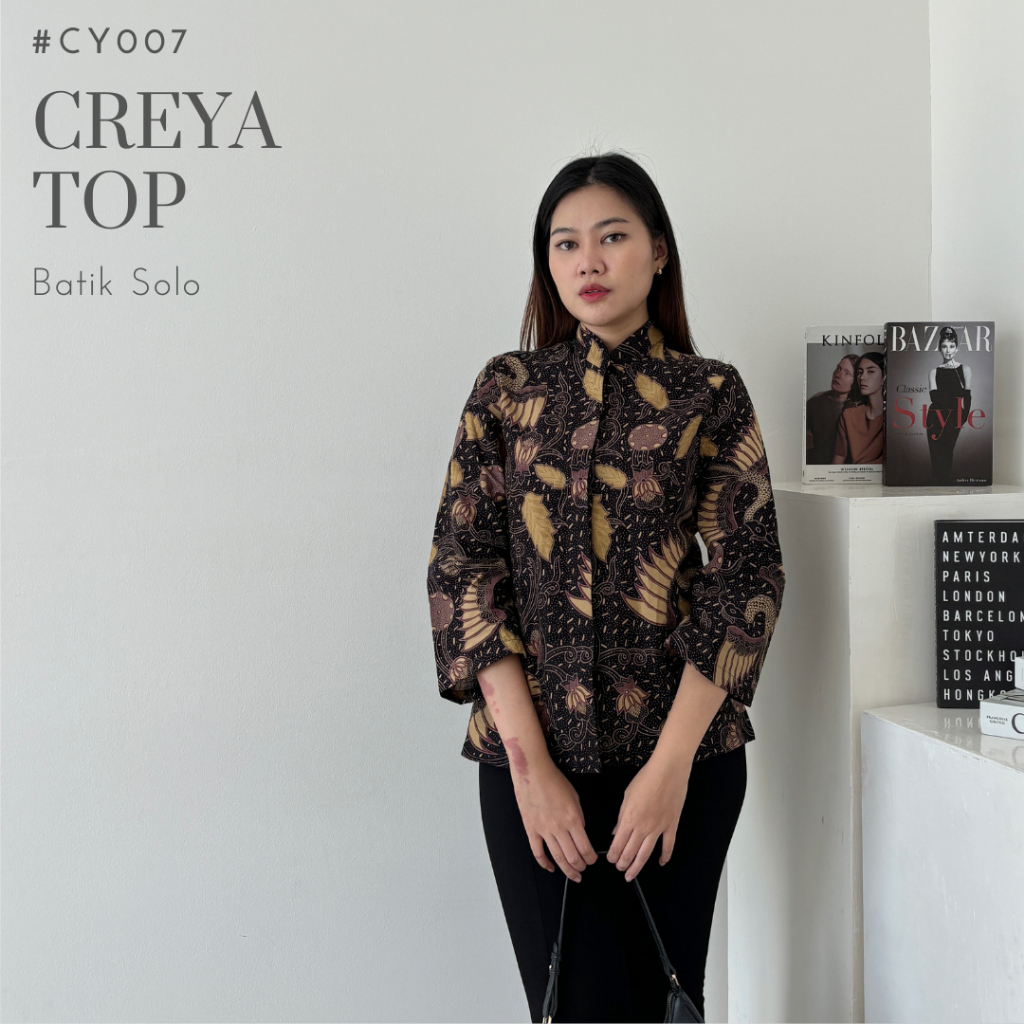 CREYA TOP WOMEN'S LONG SLEEVED BATIK HEM | Shopee Malaysia