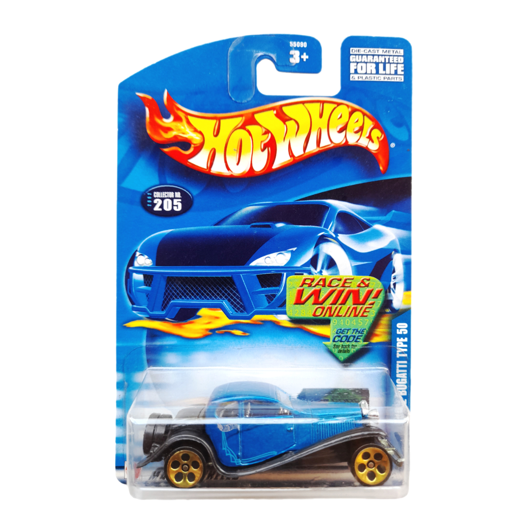 Hot Wheels Collector 2005 #158 Bugatti Type 50 1932 - Marron - Carte Courte - Chrome 10 Spokes - Neuf