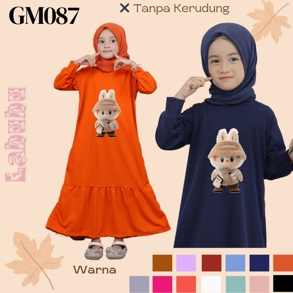 GM087- GIRLS' HIJAB GAMIS CLOTHES MONSTER SCREEN PRINTED MOTIF PUMPKIN ...
