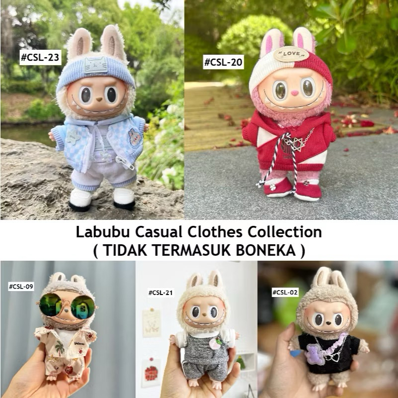 Ready Labubu Doll Clothes 17cm Labubu Casual Clothes Labubu Macaron ...