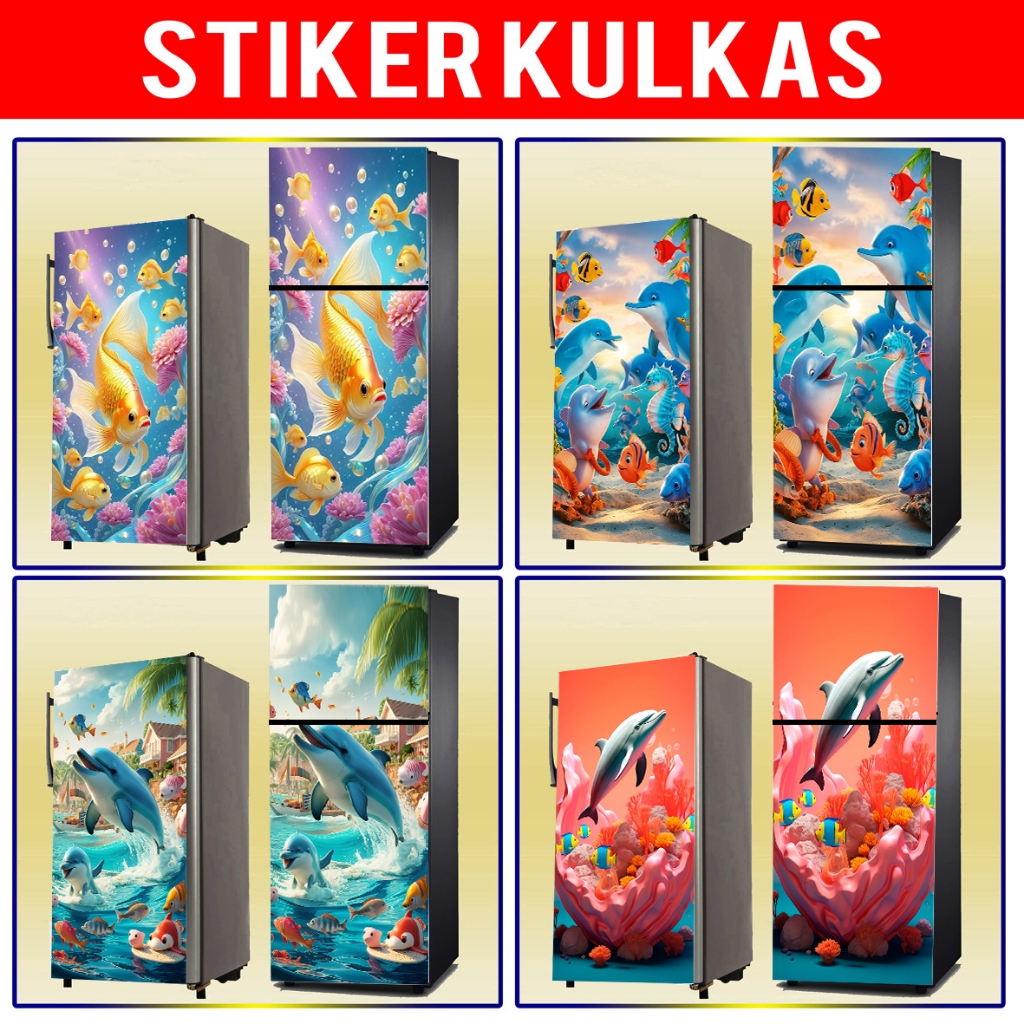 1 DOOR REFRIGERATOR STICKER, 2 DOOR REFRIGERATOR STICKER FISH WALLPAPER ...