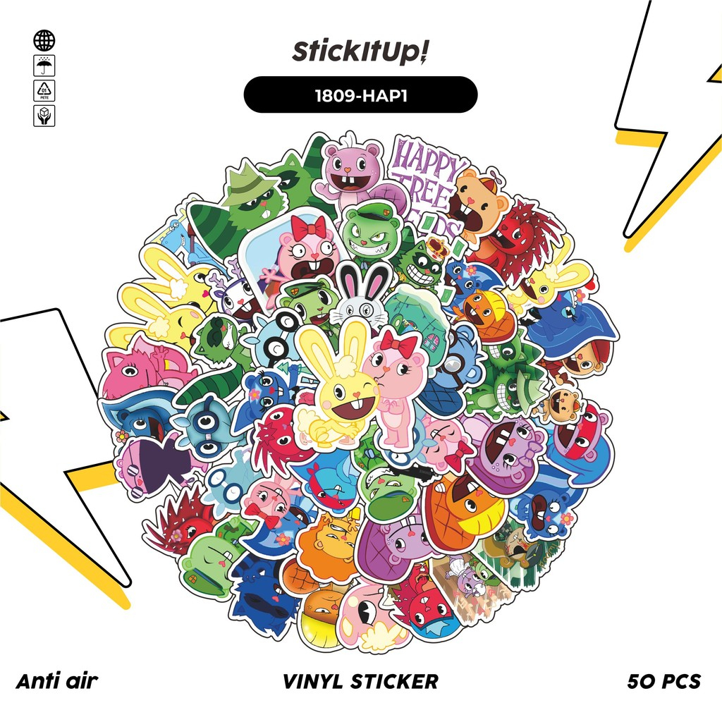 HP 50 Pcs Sticker Pack HAPPY TREE FRIENDS MIX 01 Cute Aesthetic Vinyl ...