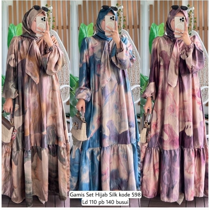Gamis set hijab Code 598 | Shopee Malaysia