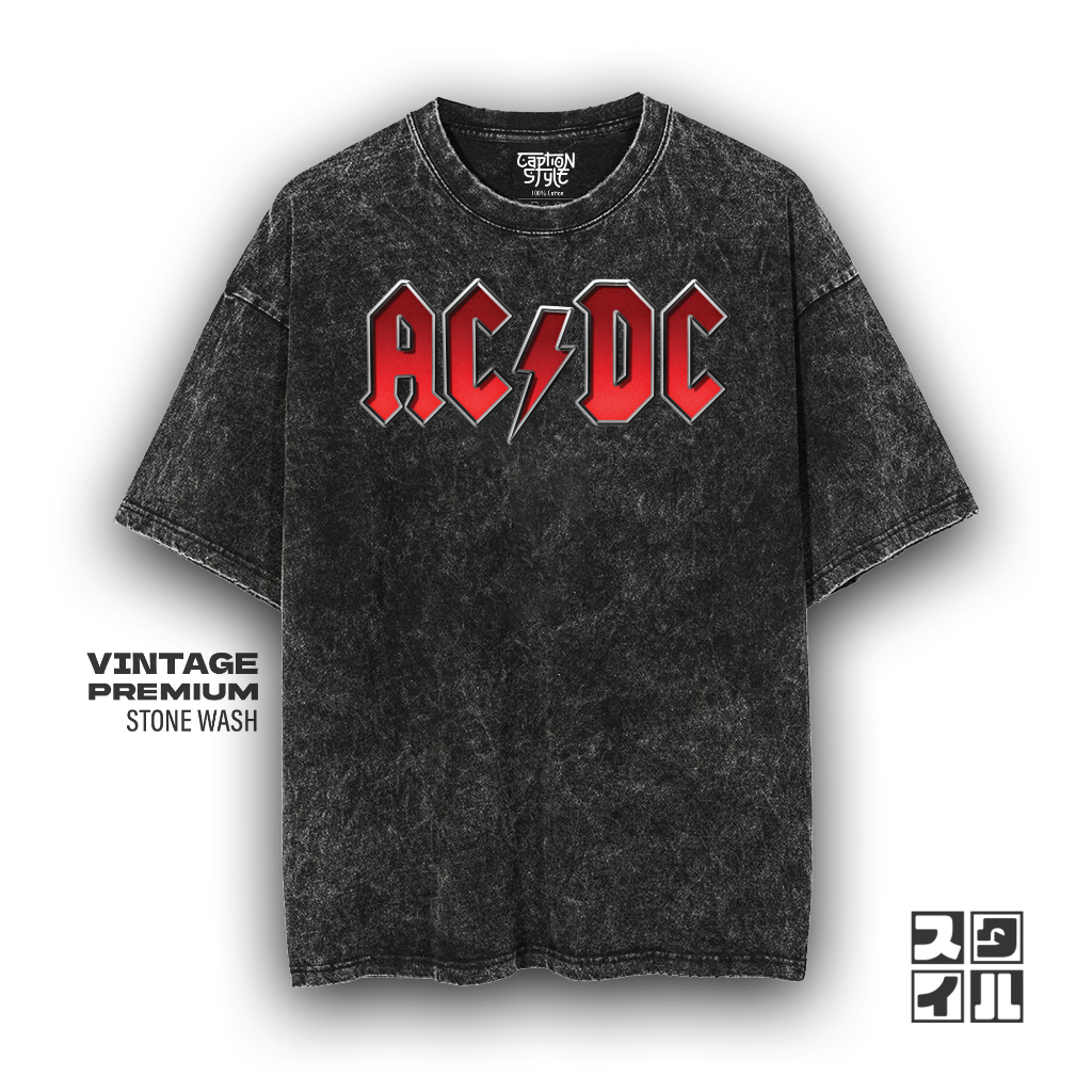 Caption'style ACDC Band Shirt LOGO Stonewash T-shirt | Women's ...