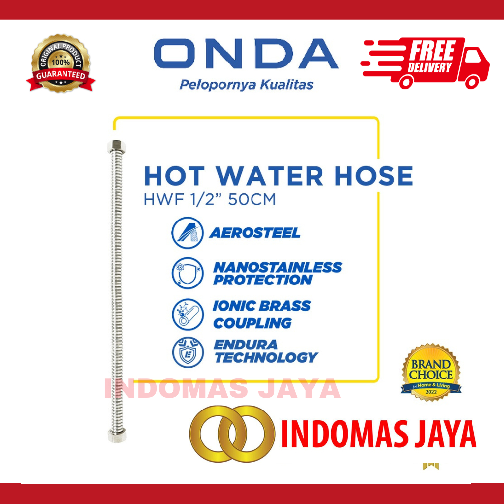 Onda Hot Water Flexible Hose/ Hot Water Flexible Hose 1/2"x1/2" 50cm