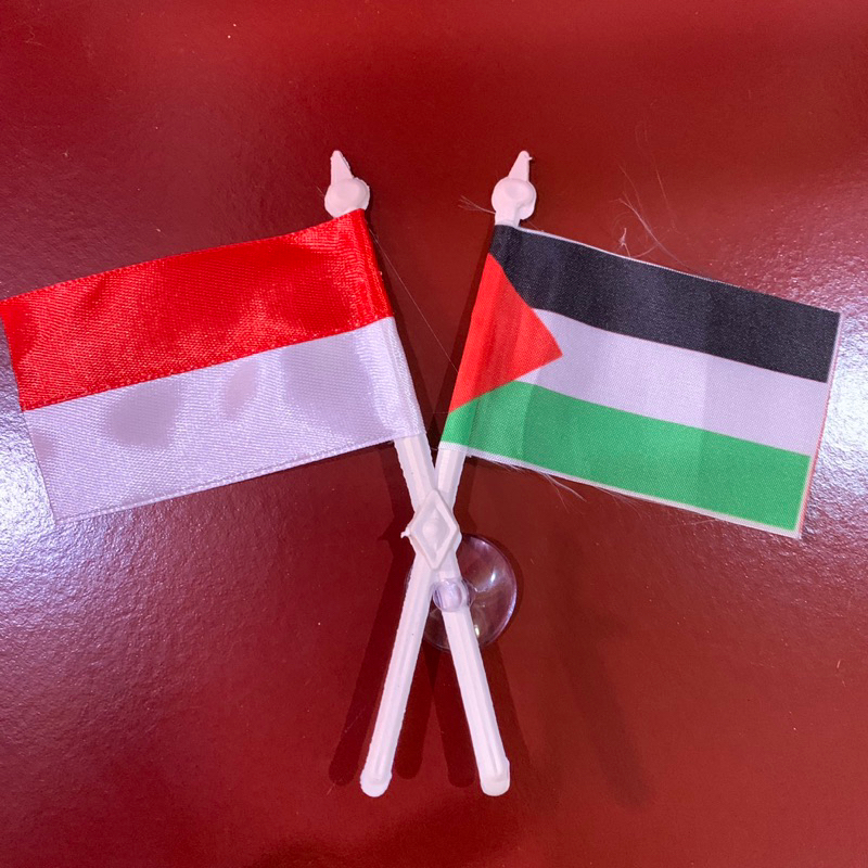 A Pair Of Palestinian Flags INDONESIA Car Glass Mirror Flags Accessories PALESTINE INDONESIA