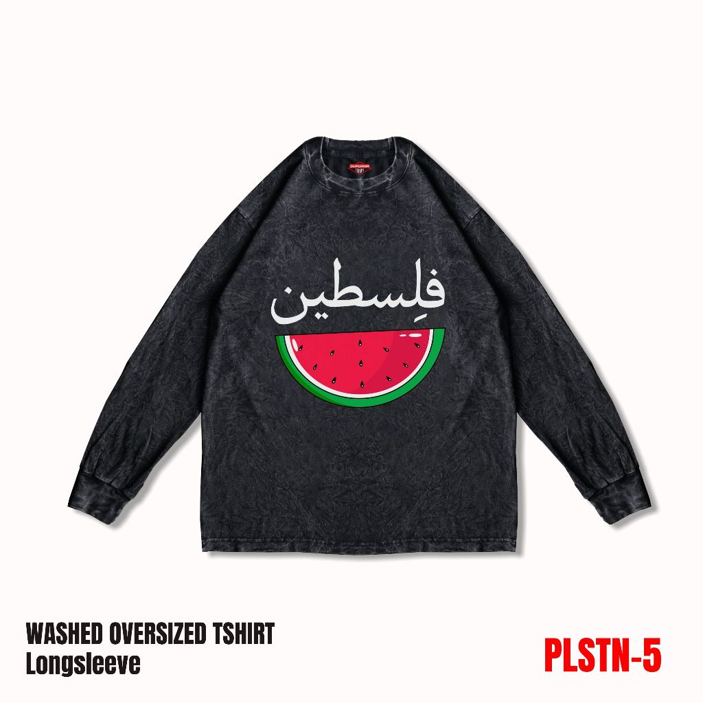 Palestine t-shirt Watermelon Oversize Wash Long Sleeve palestine t